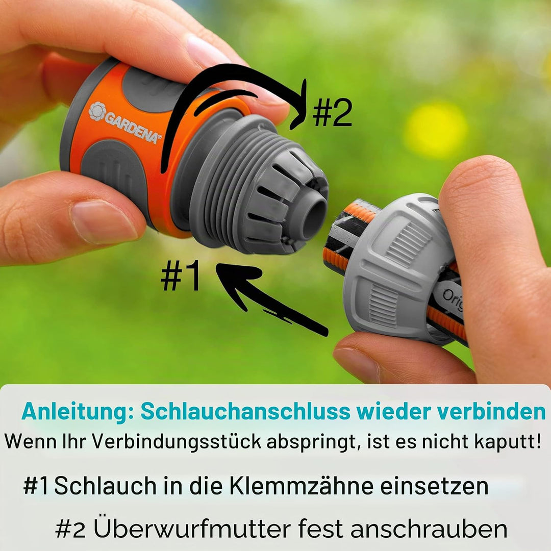 Gardena 8045 1,8 m Wandmontage, einziehbare Spule mit Schlauchführung, Fuss, grau 66 ft mit extra Sc