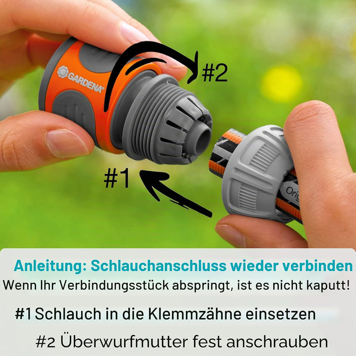 Gardena 8045 1,8 m Wandmontage, einziehbare Spule mit Schlauchführung, Fuss, grau 66 ft mit extra Sc