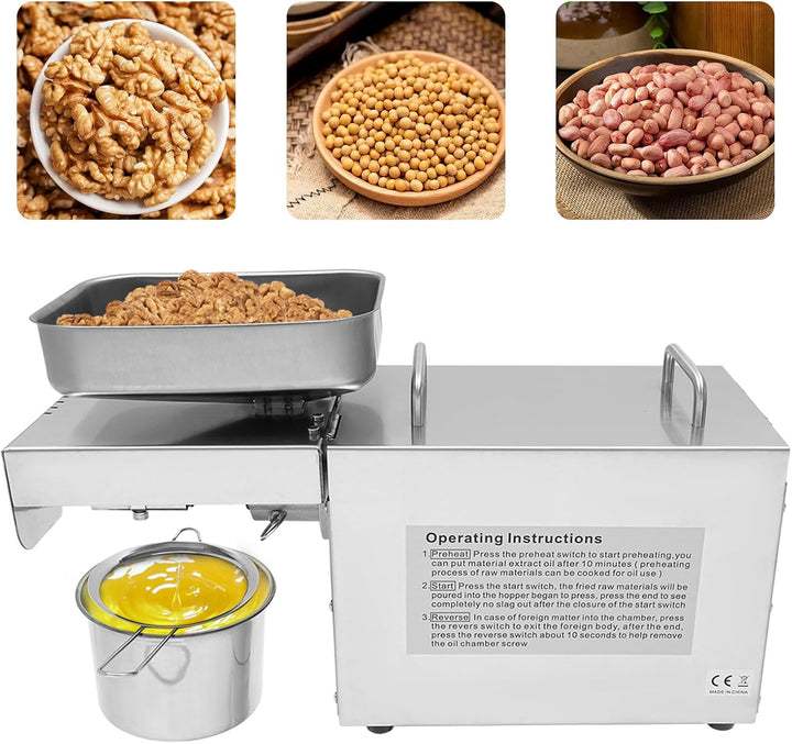 800W Automatische Ölpresse, 0-250℃ Öl Pressmaschine Elektrische Ölmühle, Low Noise Ölpressmaschine,
