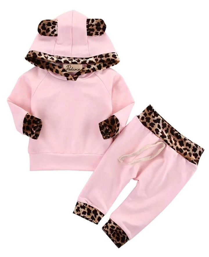 EDOTON Baby Mädchen Outfit 2 Stücke Set Gestreifte Blumen Hoodies mit Tasche Top + Lange Hosen Sweat