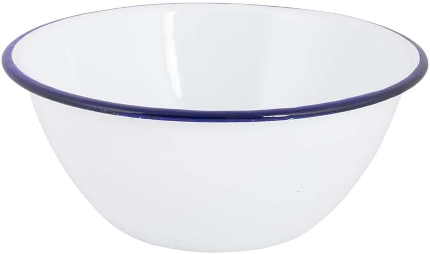 Bo-Camp Emaille Geschirr-Set, 6-teilig, weiss/blau