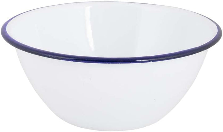 Bo-Camp Emaille Geschirr-Set, 6-teilig, weiss/blau