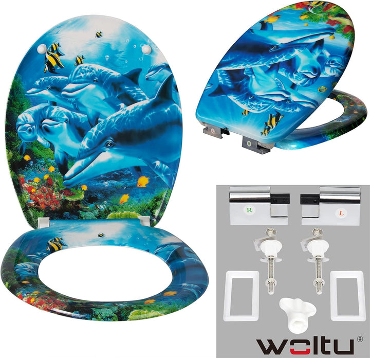 WOLTU WC Sitz mit Absenkautomatik,Toilettensitz Motiv,Toilettendeckel aus Duroplast,Stable Klodeckel