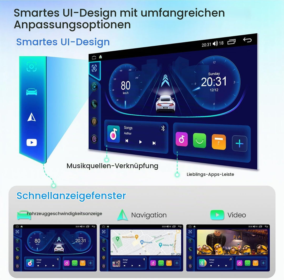 XTRONS 9" 4+64GB Android Autoradio für BMW E46 Rover 75 mit Navi Octa-Core | IPS Bildschirm Autoradi