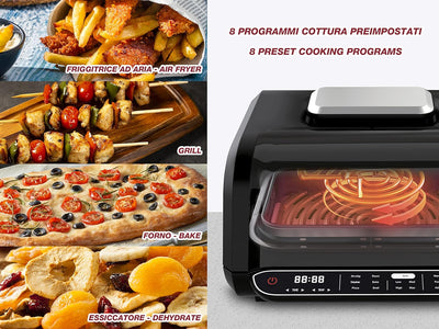 BEPER CUCINOTTO Grill und Heissluftfritteuse mit 8 Programmen - Heissluftfritteuse, Grill, BBQ, Back