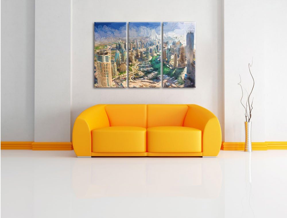 Pixxprint Dubai Hotel Burj al Arab als Leinwandbild/Grösse: 3 Teilig (120x80 cm) cm/Wandbild/Kunstdr