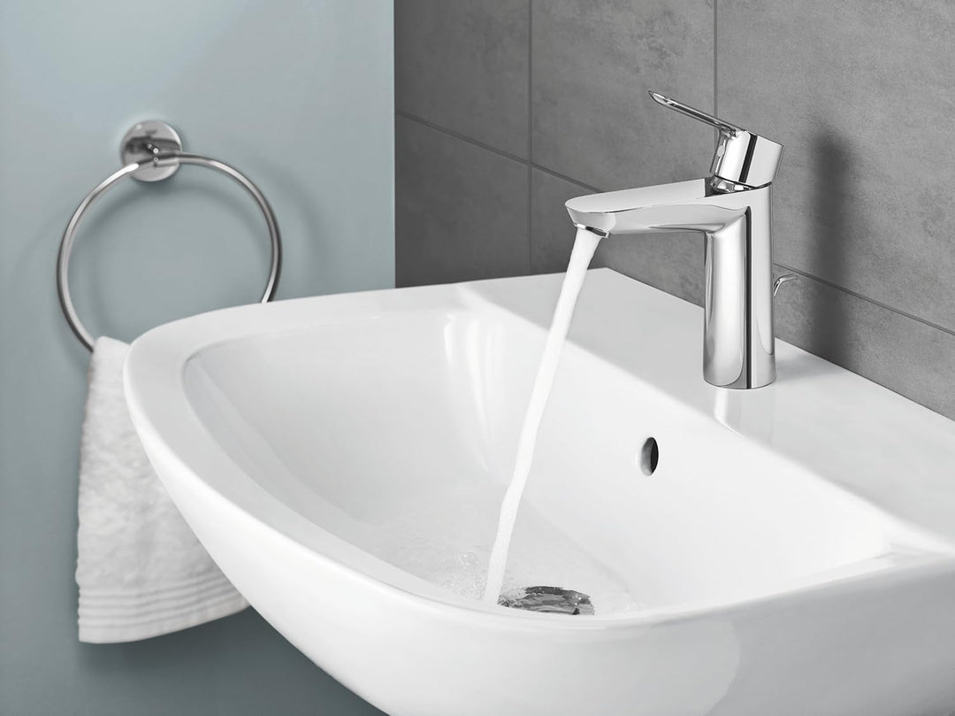 GROHE BauLoop, Waschtischarmatur, wassersparend (Wasserhahn für das Bad, 17cm hoch, Badarmatur mit Z