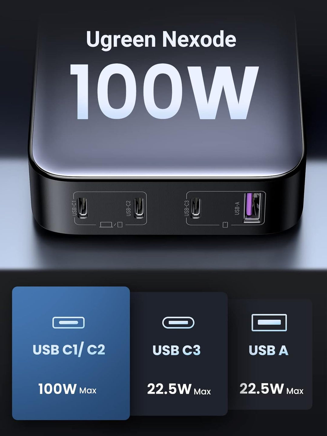 UGREEN Nexode 100W USB C Ladegerät Mehrfach GaN Netzteil 4-Port PD Charger PPS 45W kompatibel mit Ma