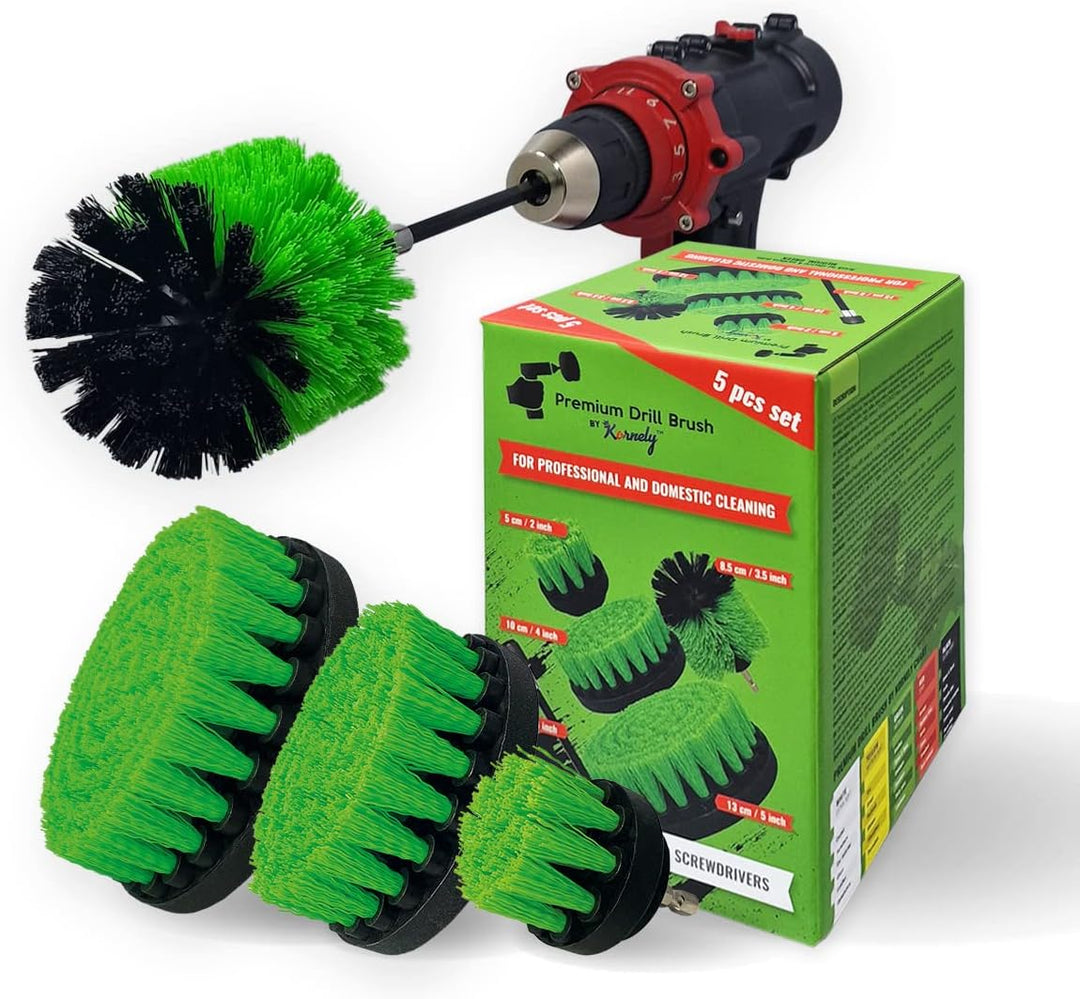 Premium Bohrbürste, mittelsteif, grün, 5 Stück Professioneller Power-Schrubber Kratzt Keine Oberfläc
