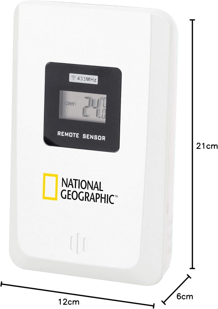 National Geographic 9070300 Wetterstation Funk mit Aussensensor in transparentem Design mit Anzeige