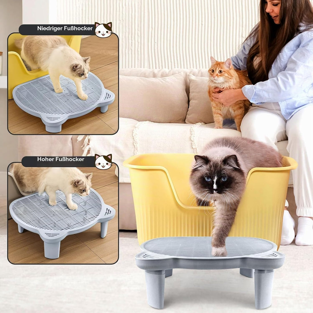 Verstellbare Katzen Rampe für Katzentoilette, Erhöhte Katzentoilette Stufe, Doppelte Katzenstreufall