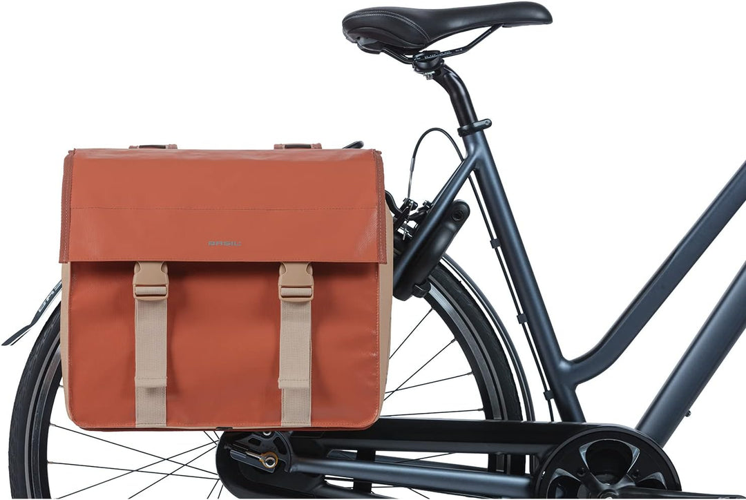 Basil Double Bicycle Bag Urban Load Terra Red/Rose - 48-53 Liter - Tarpaulin 40,5X17,5X46