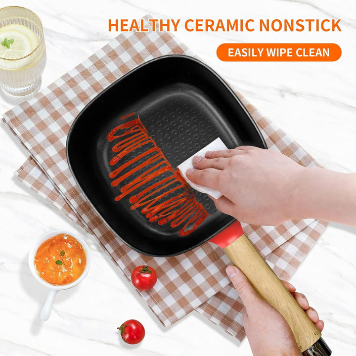 Audecook Elektrischer Hot Pot mit Dampfgarer, 2L/20cm Antihaft Elektropfanne mit Keramikglasur, Trag