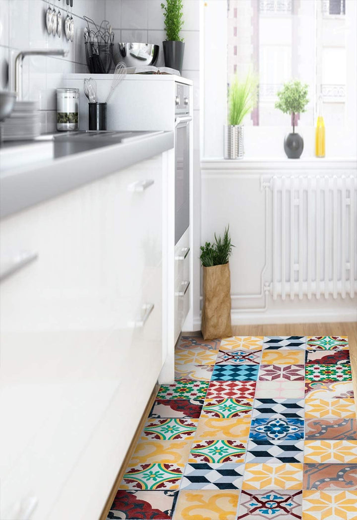 Viniliko Vintage Tiles Vinylteppich, Mehrfarbig, 50 x 100 cm 50x100 Bunt, 50x100 Bunt