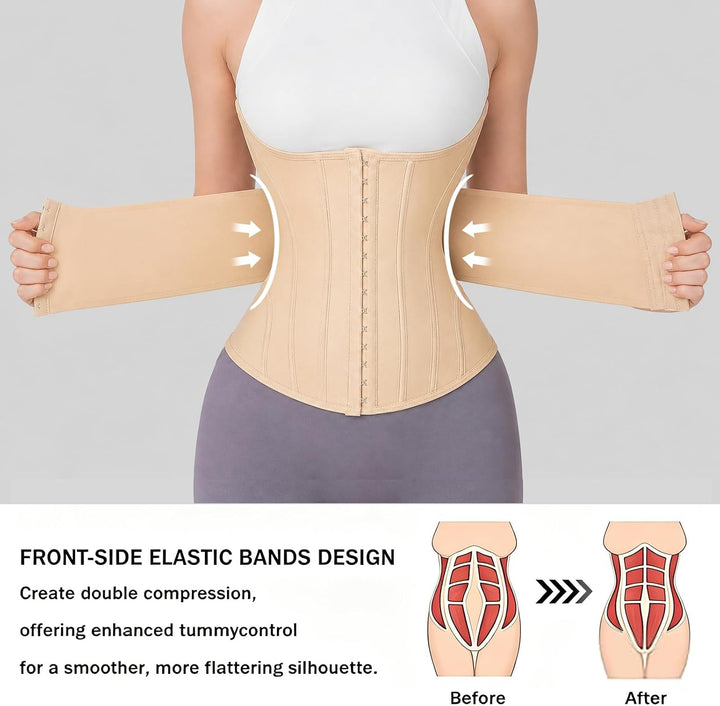 Korsett Damen Bauchweg, Verstellbarer Bauchweggürtel Damen, Doppellagiges Verschlusssystem Waist Tra