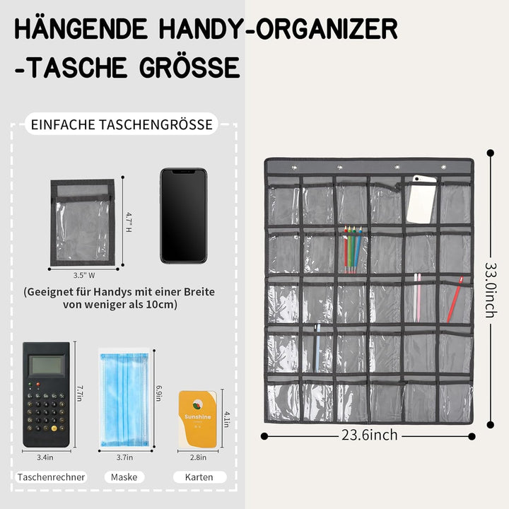 SAVORLIVING 30 klare Taschen Aufbewahrungstasche Für Klassenzimmer,Handygarage Schule,Handy Aufbewah