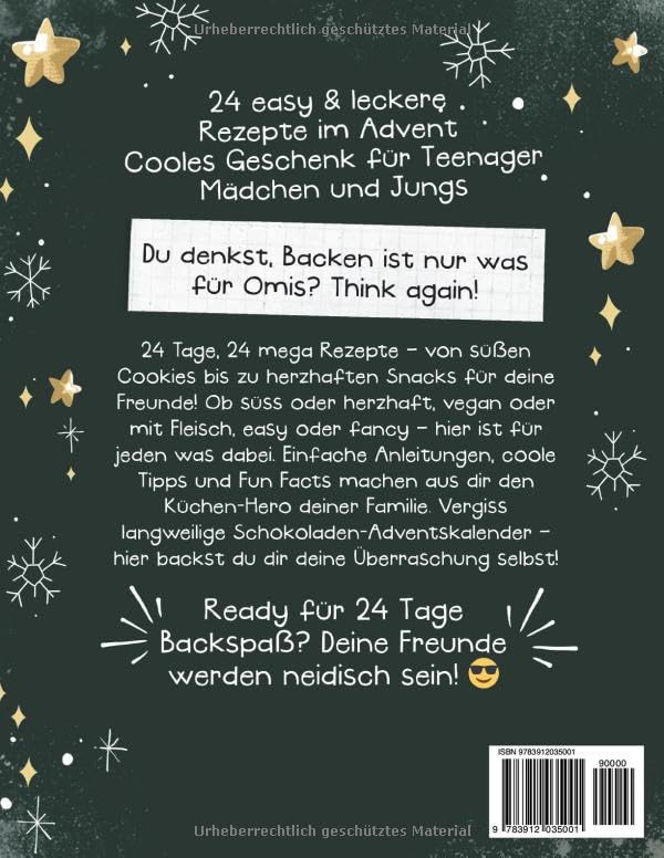 Backbuch für Teenager Adventskalender: 24 easy & leckere Rezepte im Advent - Cooles Geschenk für Tee