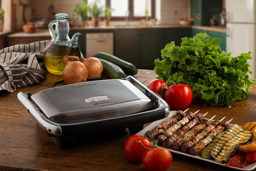 Ariete 1911 Toast & Grill Slim - Antihaft-Elektroplatte für Toast und Sandwich - gerippte Platte - 1