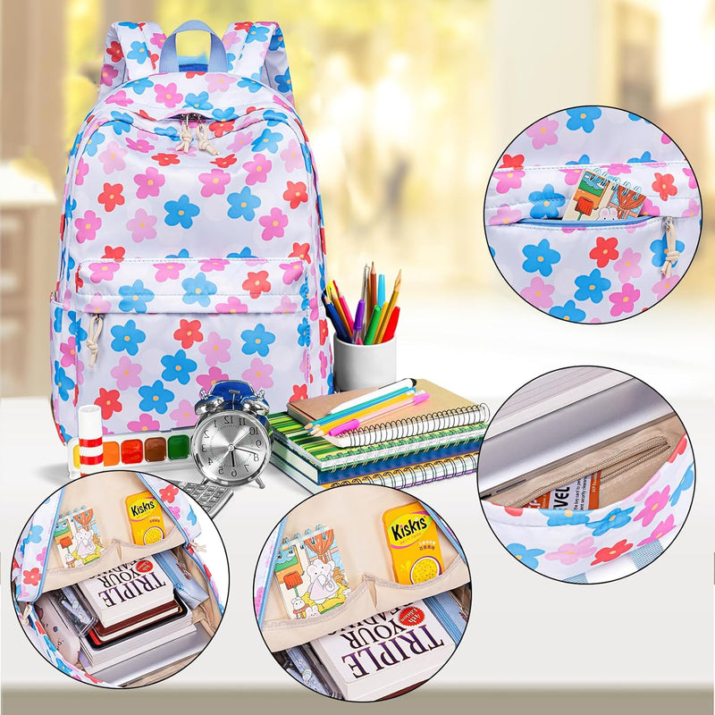 LOIDOU Rucksack für Teenager Mädchen Bookbags Kinderrucksack Kinder Schulrucksack mit Lunchpaket Fed