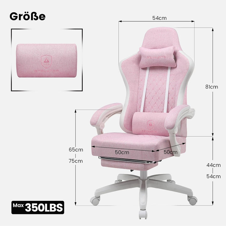 GTPLAYER Gaming Stuhl Stoff, Gaming Sessel mit Taschenfederkissen, ergonomischer Drehstuhl, Gamer St