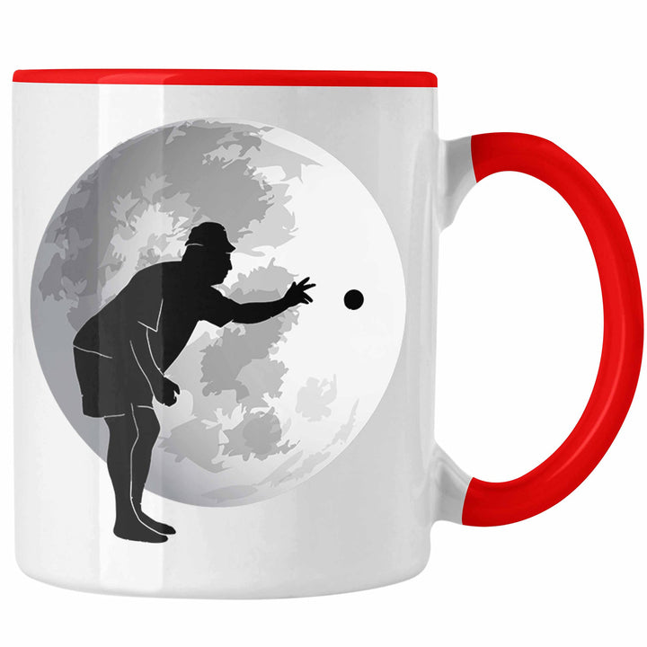 Trendation - Boule Tasse Geschenk Boule-Spieler Geschenkidee Grafik Mond Boule (Rot), Rot