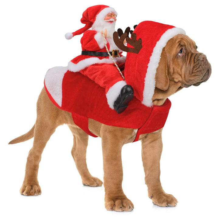 RANYPET Hund Santa Claus Reiten Weihnachtskostüm, Premium Haustier Kleidung Weihnachten Reiten Outfi
