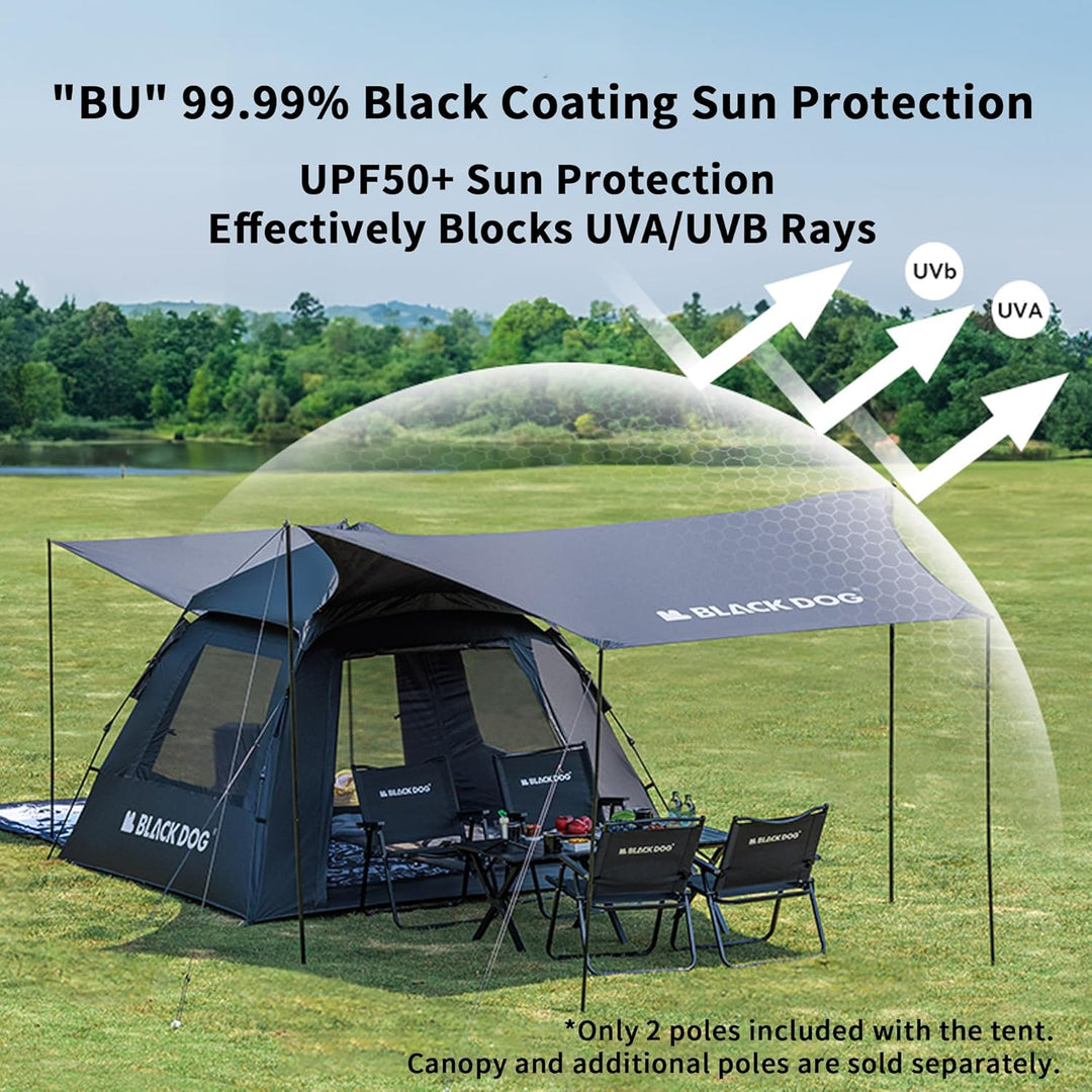 Blackdog Grosszelt für 2-8 Personen, PU3000+,UPF50+ Automatikzelt, Automatikzelt