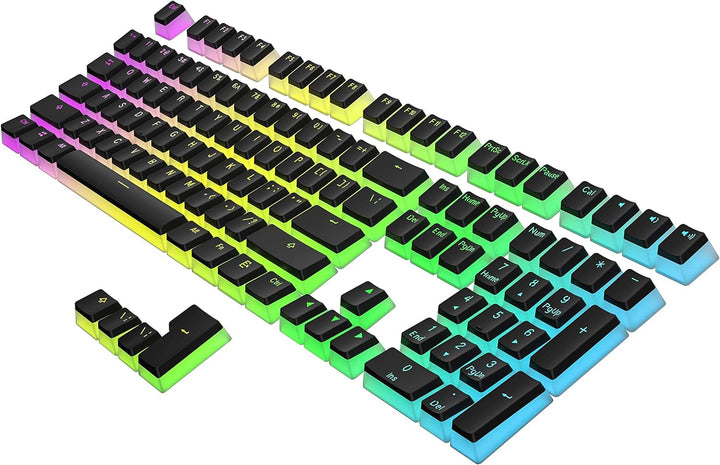 HK Gaming 108 Double Shot PBT Pudding Keycaps Keyset for Mechanical Gaming Keyboard MX Switches (Bla