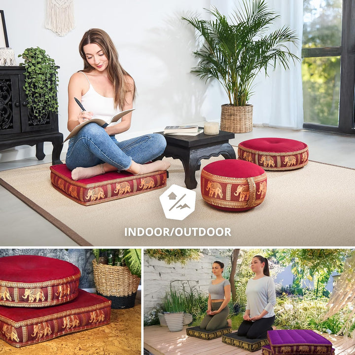 Livasia Sitzkissen Boden Thaiseide, Bodenkissen Indoor/Outdoor, Meditationskissen Yogakissen, Stuhla