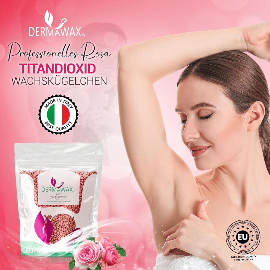 Dermawax 1 kg Pink Wachsperlen Heisswachs Waxing Perlen zur Haarentfernung Anwendung ohne Wachsstrei