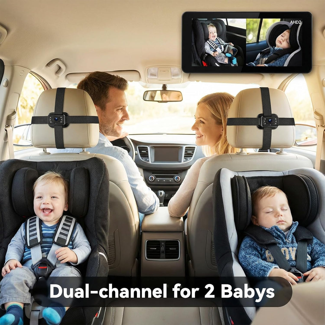 SIXTOP Baby Auto Kamera mit 6.86" IPS Monitor, Nachtsicht & 90° Weitwinkel 2 HD Rücksitzkameras, Sic