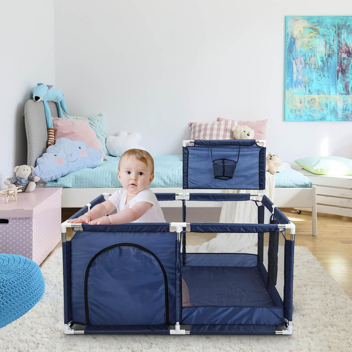 Laufgitter Baby Krabbelgitter Spiellaufstall Spielgitter Baby Laufstall mit Netzgewebe tragbar stabi