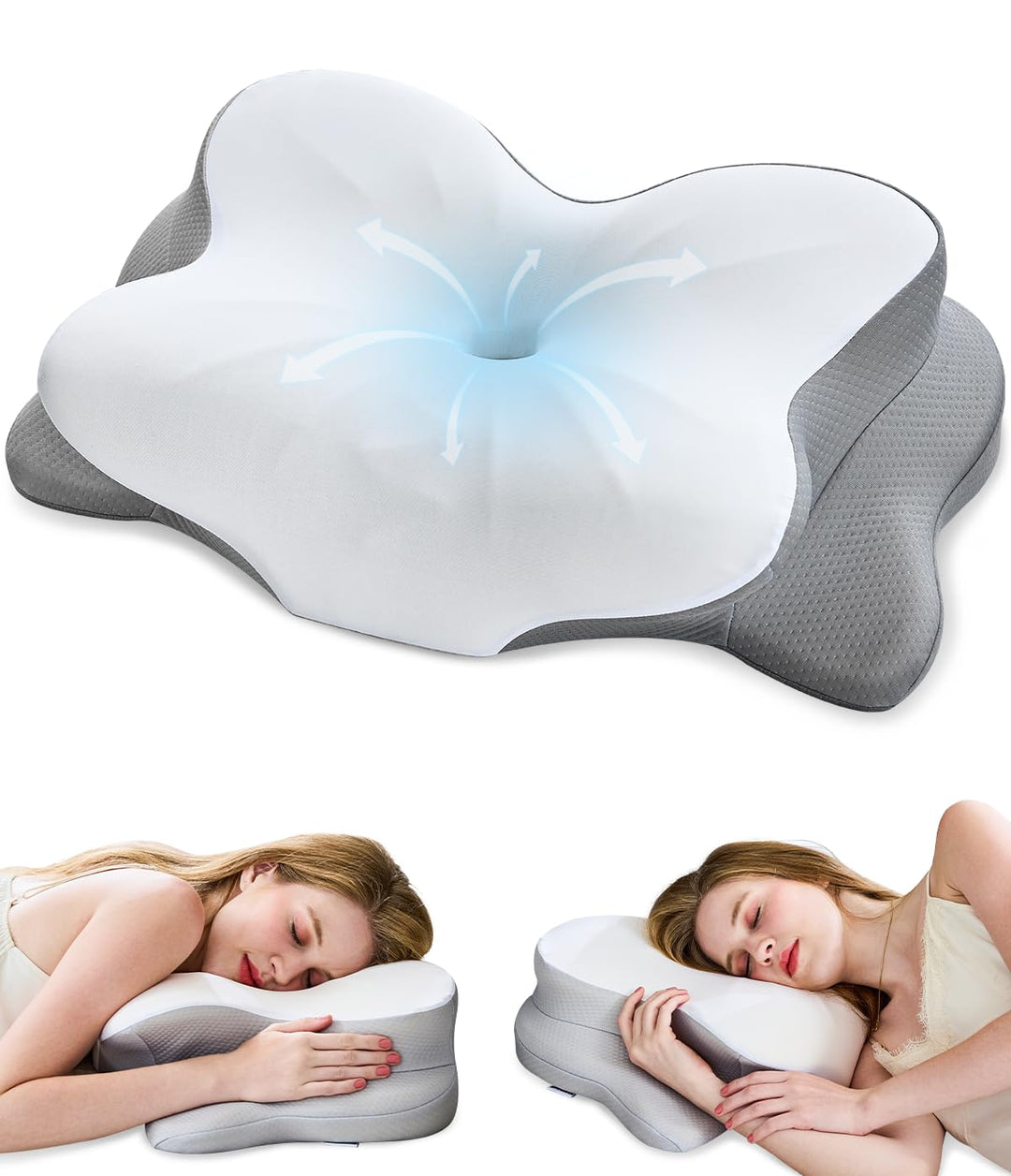 Nackenkissen, ergonomische Memory-Schaum-Kissen zur Linderung von Nackenschmerzen mit atmungsaktivem