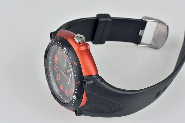 Seac Unisex-Adult Mover Armbanduhr mit Edelstahlgehäuse, Wasserdicht 100 mt, schwarz/rot, Standard