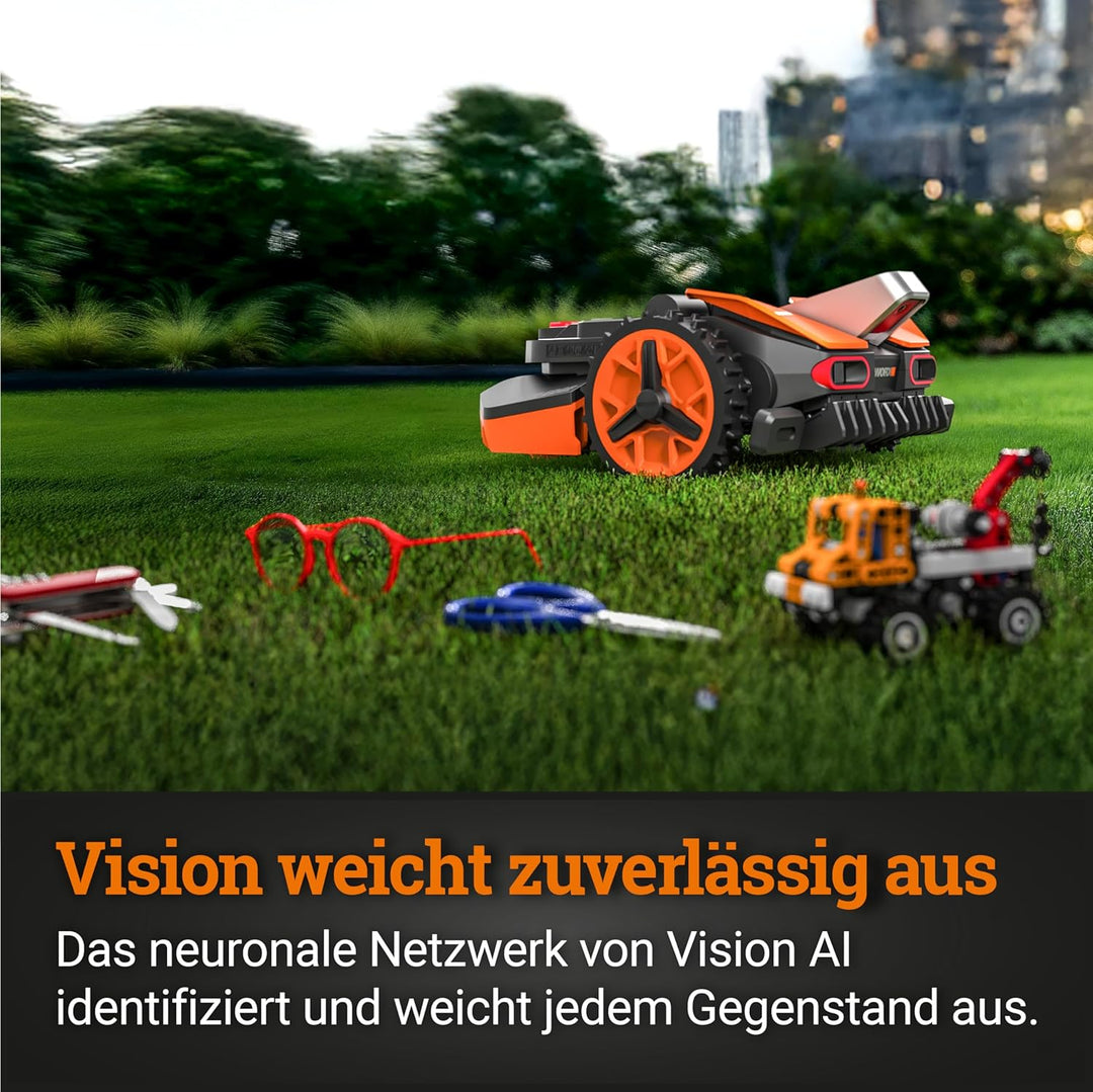 WORX Landroid Vision M800 WR208E.1 - Mähroboter ohne Begrenzungskabel für Gärten bis 800m², AI Rasen