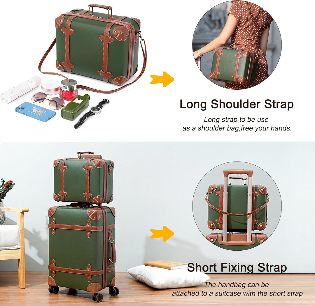 Urecity Vintage Reisekoffer Set 4 Teilig Leicht Retro Lederkoffer Hartschale Trolley Handgepäck Sets
