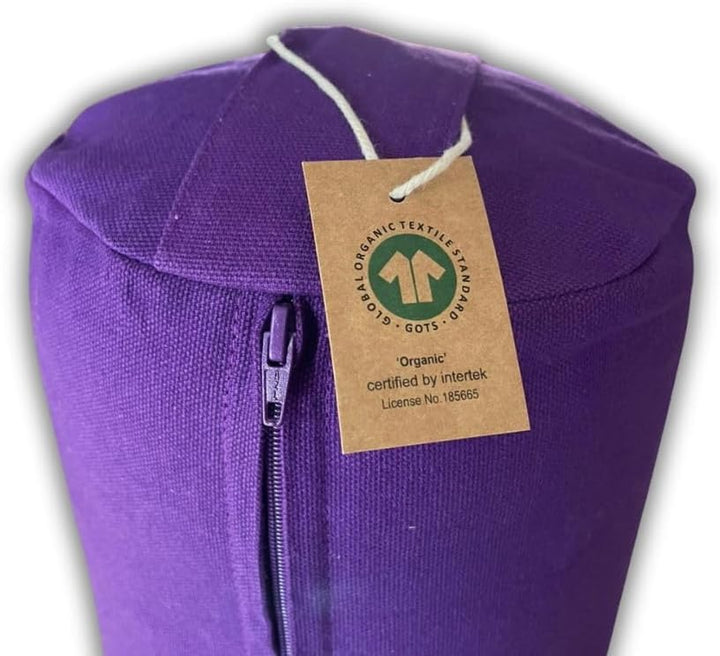 Kleiner Yoga-Kapok-Bolster, biologisch, 50 x 17 cm, violett