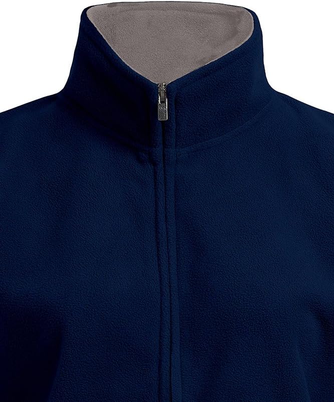 Doppel-Fleece Jacke Damen, Marineblau-Hellgrau, M