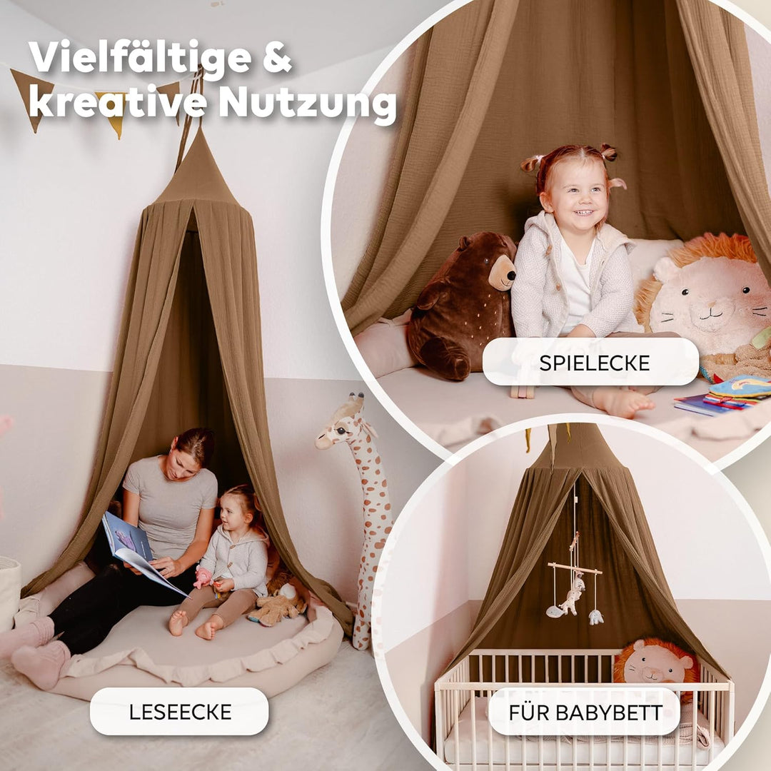 Baldachin Kinderzimmer [in 12 Farben] - Betthimmel aus 100% Baumwolle Musselin Handmade für Mädchen