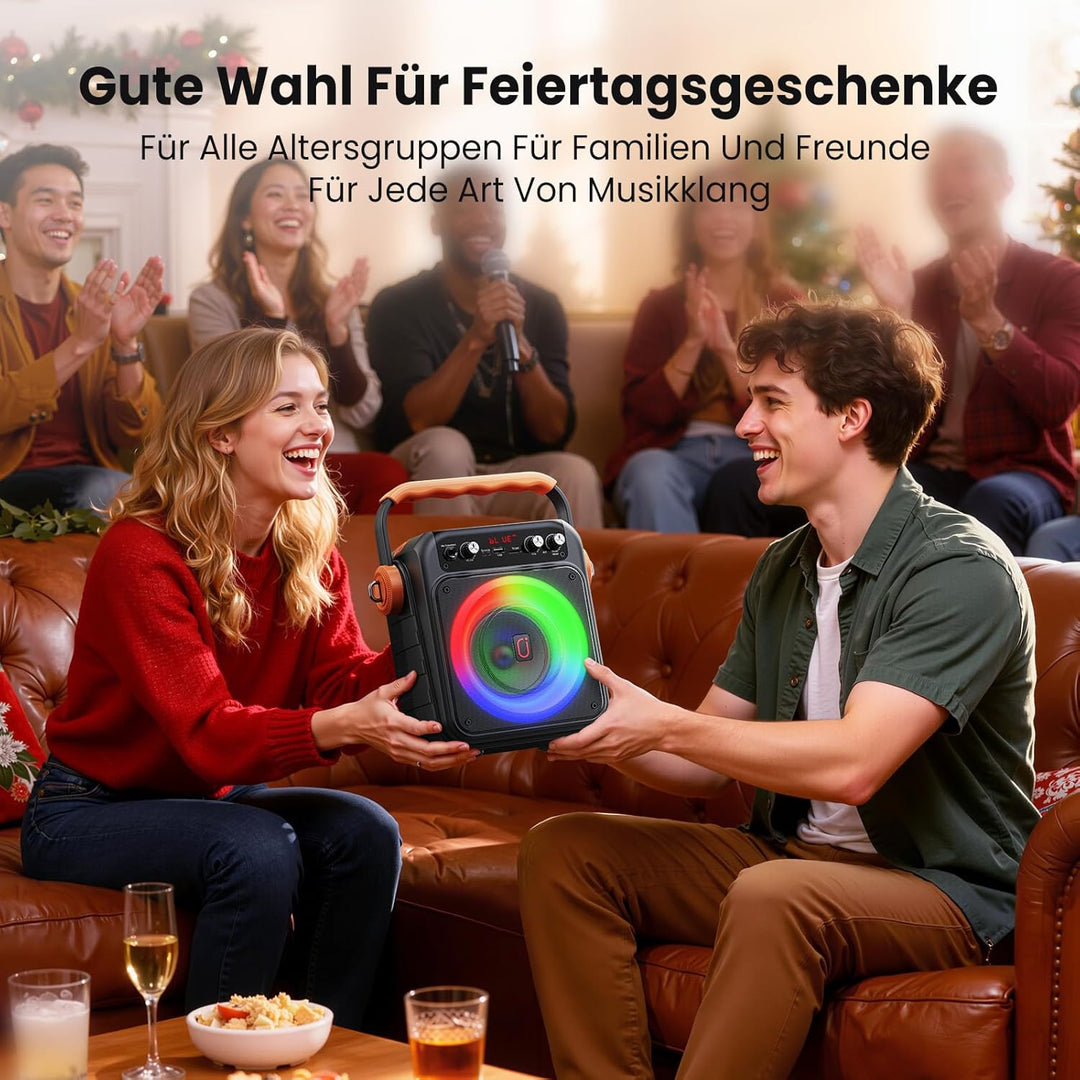 JYX Karaoke Anlage Mit 2 Mikrofonen: Tragbare Karaoke Maschine Bluetooth 5.3 Light Speaker, Pa Anlag