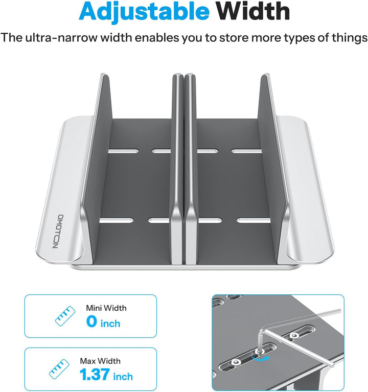 OMOTON 3 Slot Aluminium Vertikal Laptop Ständer, Verstellbarer Notebook Ständer, Laptop Halterung fü
