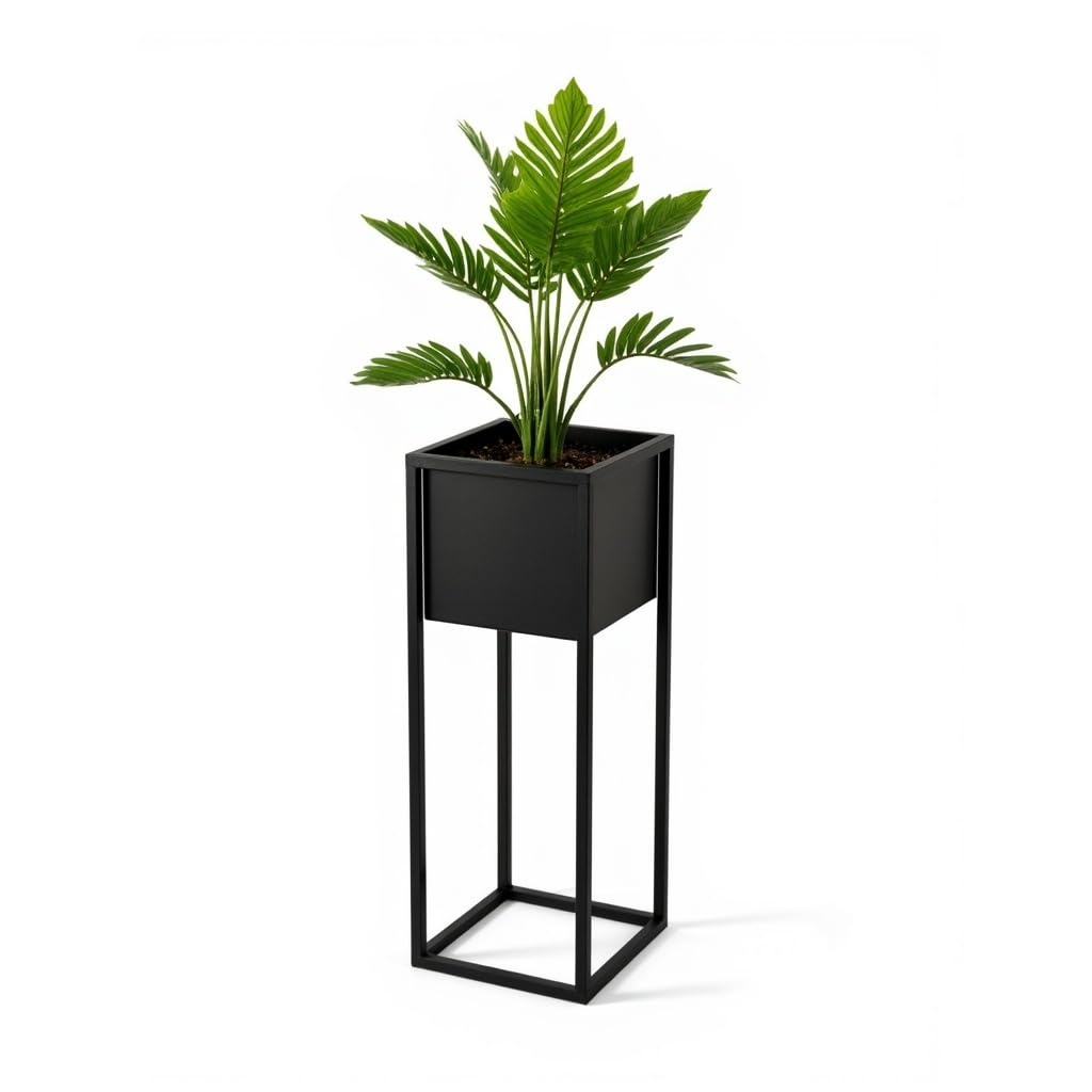 Pflanzenständer Reno - 21x21x50cm - Farbe Schwarz - für Zimmerblumen - Metallregal - Dekorativer Tis