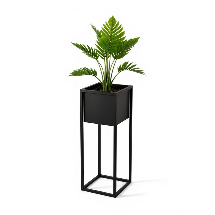 Pflanzenständer Reno - 21x21x50cm - Farbe Schwarz - für Zimmerblumen - Metallregal - Dekorativer Tis