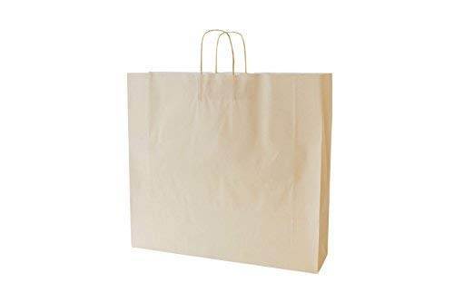 Papiertragetaschen mit Kordel extra gross 54 + 14 x 50 cm (50 Stück, Creme), Creme