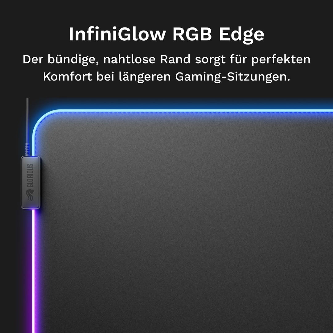 Glorious Gaming Mauspad GMP 2 GLED XL Extended – 2-Zonen-RGB-Beleuchtung, InfiniGlow Nahtloser Rand,