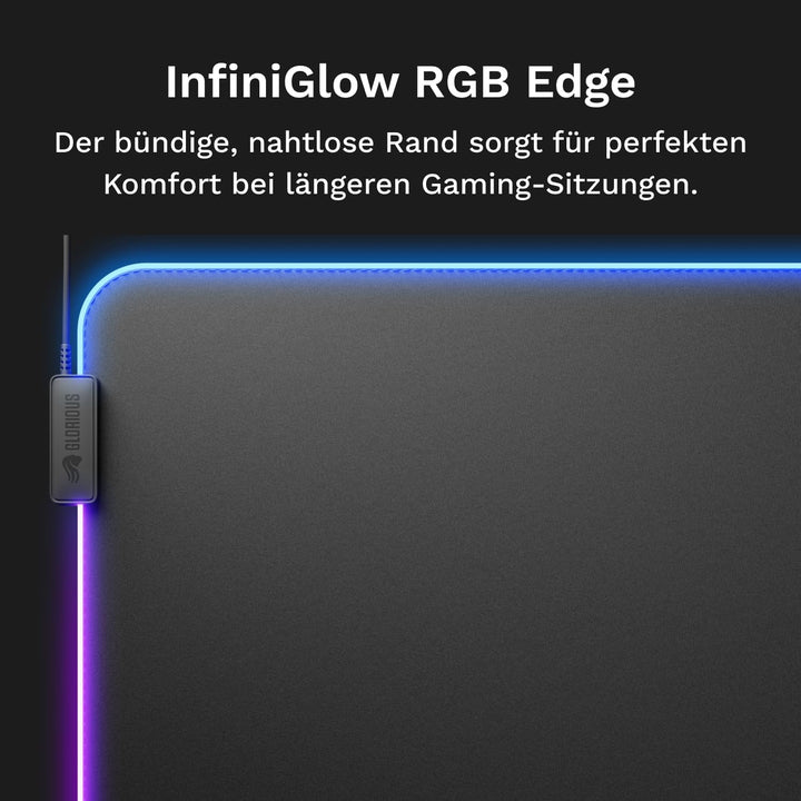 Glorious Gaming Mauspad GMP 2 GLED XL Extended – 2-Zonen-RGB-Beleuchtung, InfiniGlow Nahtloser Rand,
