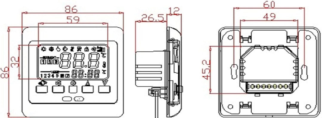 SM-PC®, Raumthermostat Thermostat Silber programmierbar Digital weisse Hintergrundbeleuchtung #860