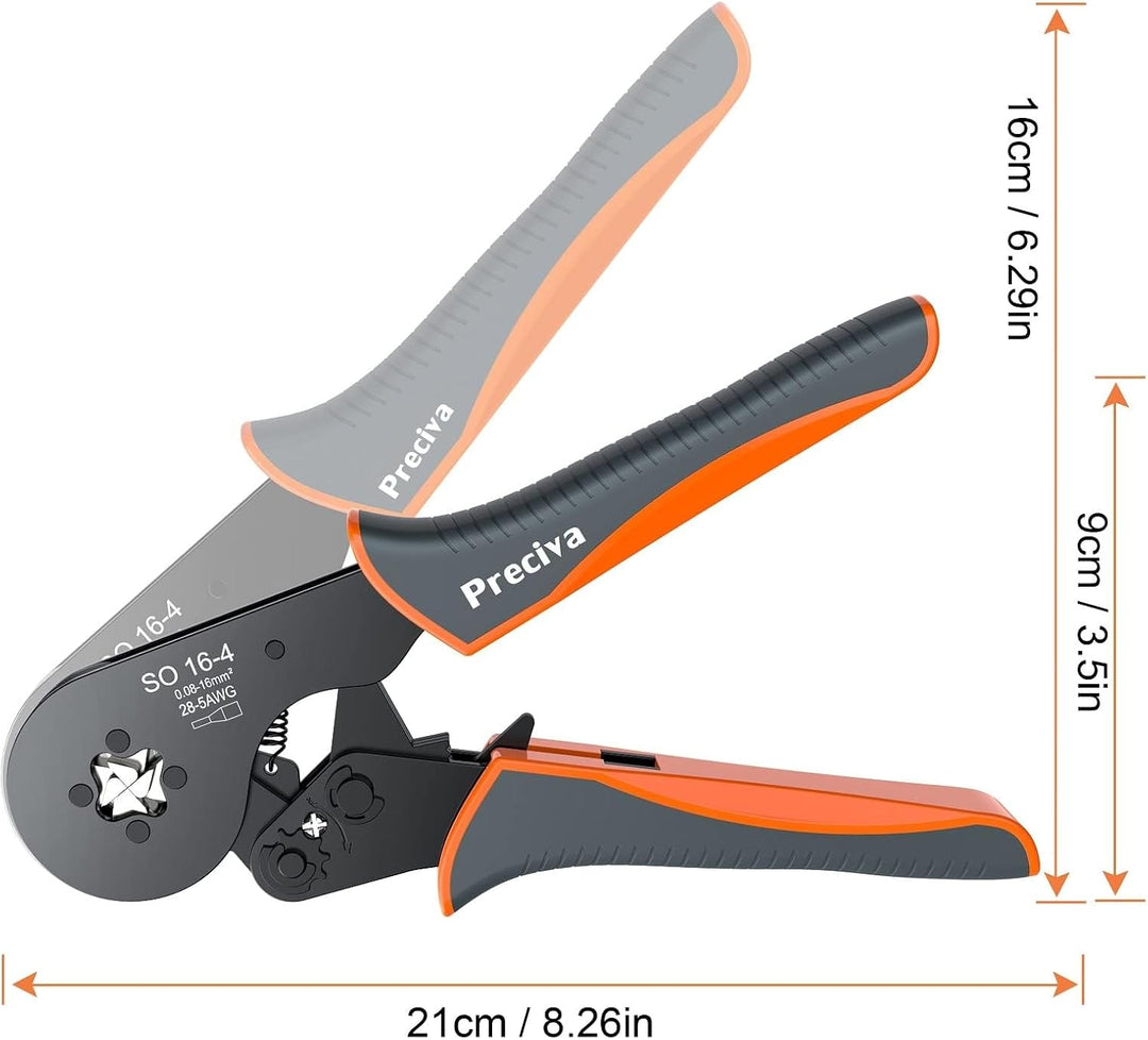 Crimpzangen 0.08-16mm² mit Aderendhülsen Set，Preciva Aderendhülsenzange Vierkant Crimpzange Presszan