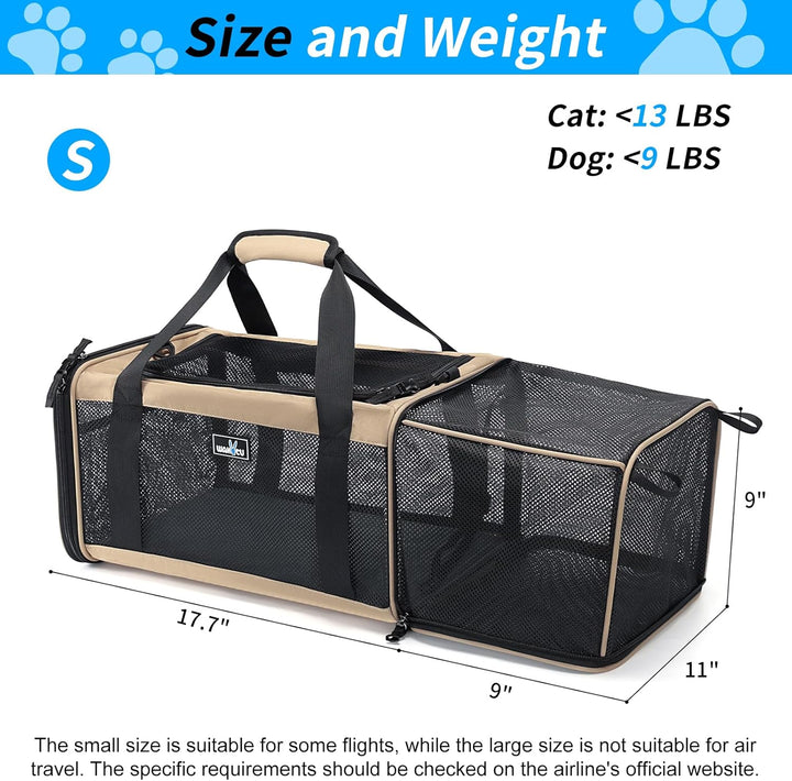 Wakytu transportbox Katze，Fluggenehmigter erweiterbarer Haustiertransportbeutel für kleine Katzen, F