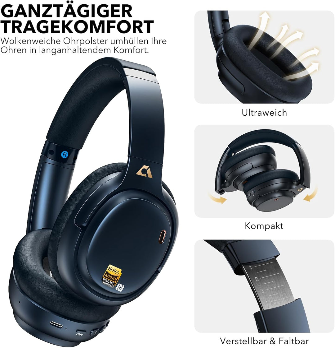 1Mii E700 Kabellose Bluetooth Over-Ear-Kopfhörer mit Active Noise Cancelling, Hi-Res Audio LDAC/aptX
